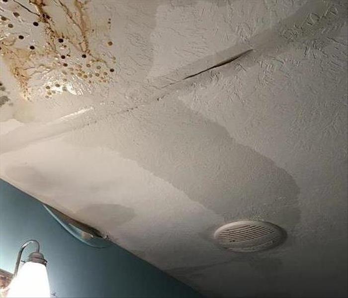leak in ceiling, mold damage also