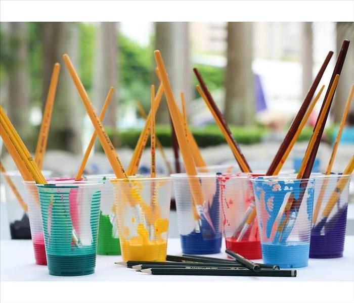Paints in cups