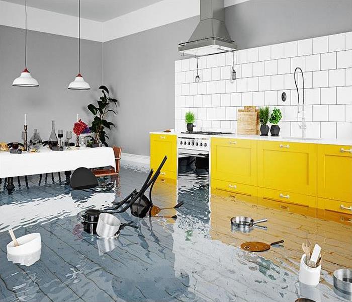 Flooded Floor In Kitchen From Water Leak